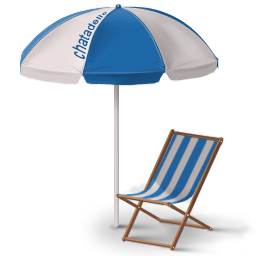 Шезлонг с пляжным зонтиком